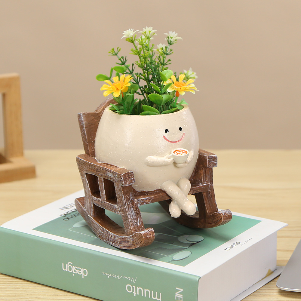 Echeveria Succulent - กระถางต้นไม้รูปทรงเก้าอี้โยก/ชิงช้า สำหรับปลูกไม้อวบน้ำ ของตกแต่งบ้านและสวน สำหรับปลูกพืชในร่มและกลางแจ้ง